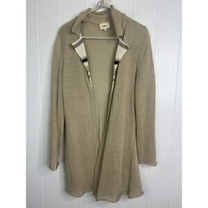 a.v.a. 100% Linen Made in USA Open Front Tan Cardigan Size‎ Med